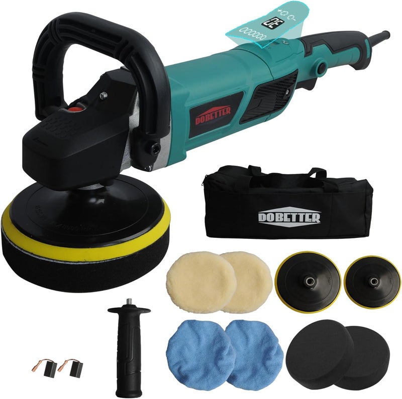Dobetter Constant Car Buffer Polisher for Car Detailing, 1500W Car Wax Buffer with 6-Speed Adjustable LCD Display, Precision Finish for Marine, Automotive & Furniture Surfaces(Green) - Image 1